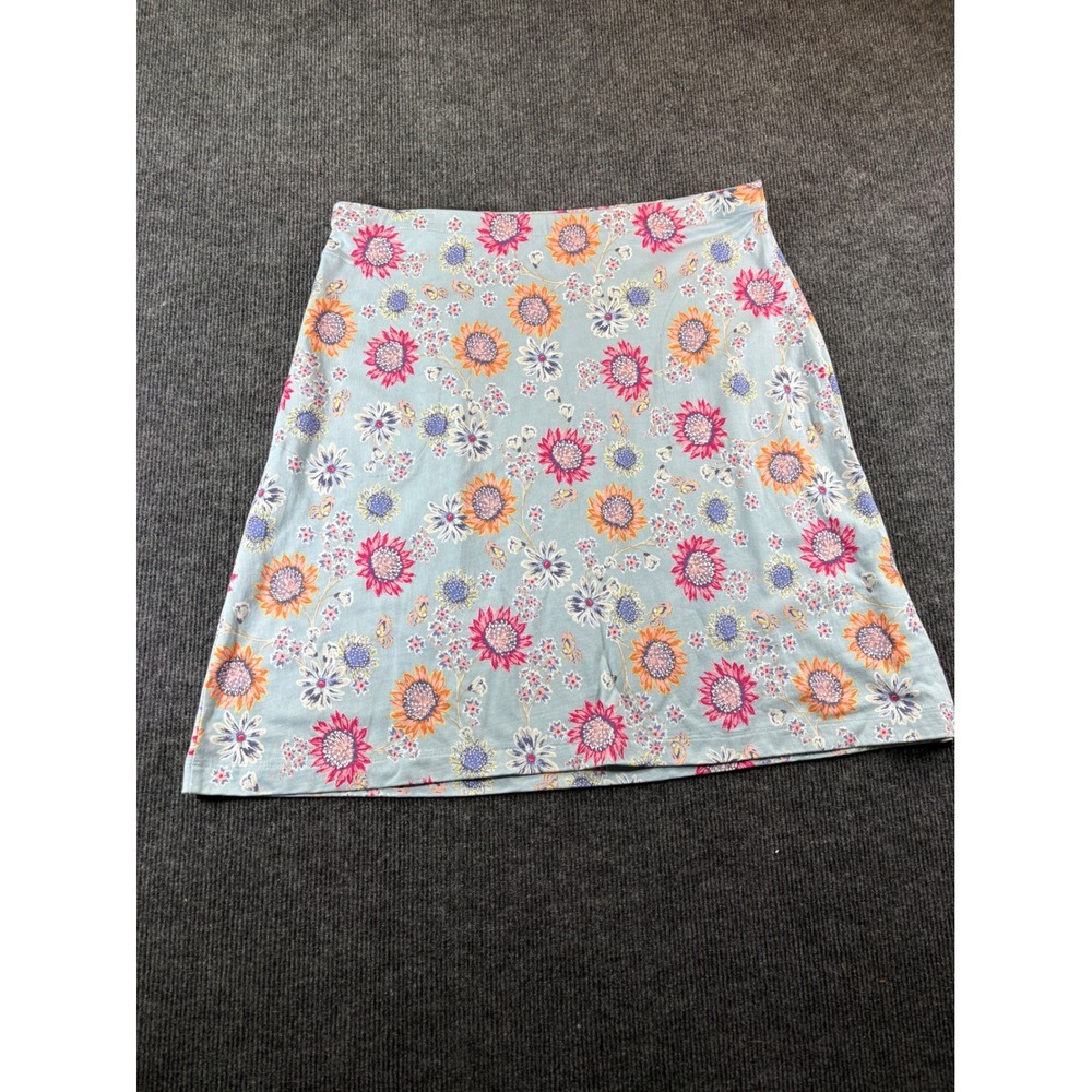 J. Jill Womens Blue Floral Sunflower A-Line Knit Skirt Size M Casual Stretch